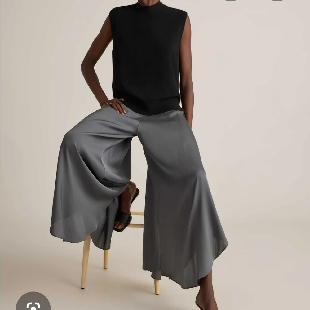 Quince Washable Stretch Silk Palazzo Pants In Lava Smoke - Picture 7 of 15